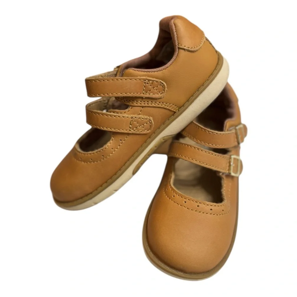 Stride Rite Cordaline Tan Leather Mary Janes Size 9.5 Kids Shoes
